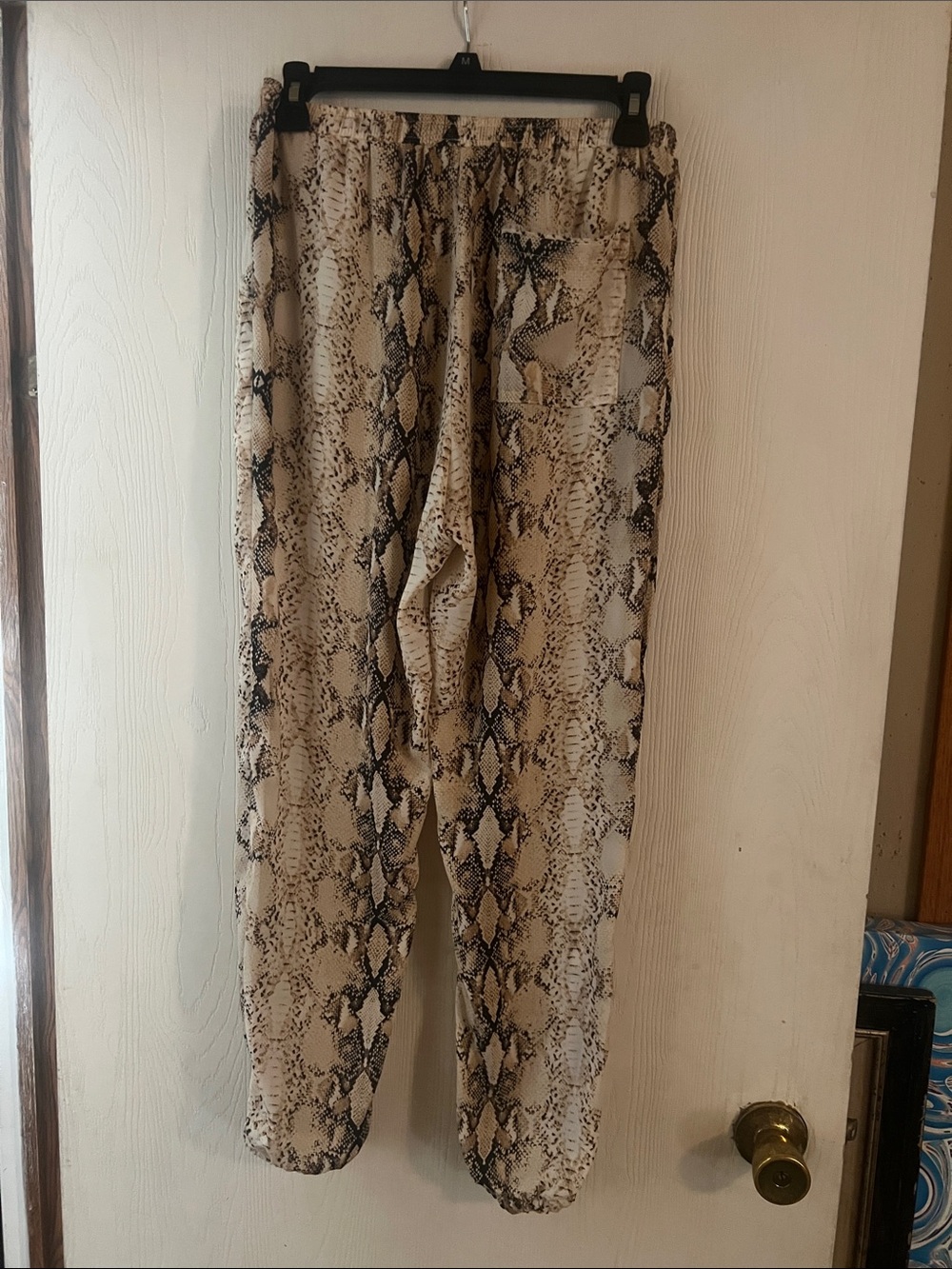 Karlie Beige & Black Snake Print Joggers